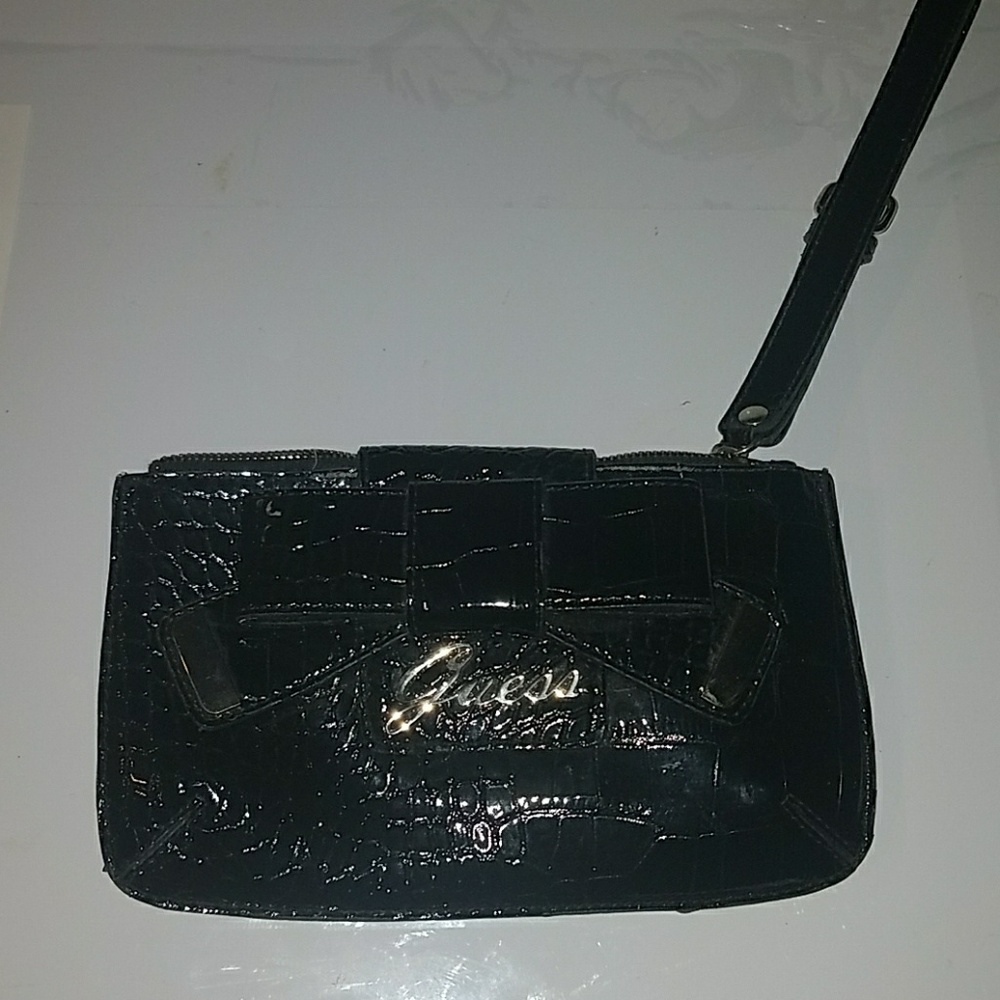Guess wristlet black leather